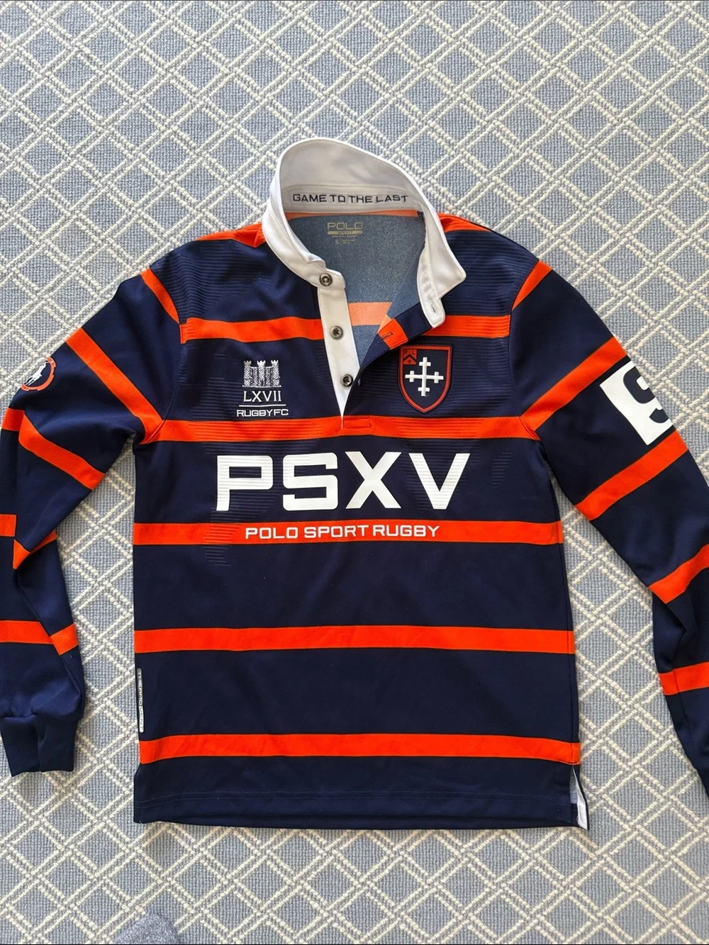 Polo by Ralph Lauren Navy & Orange Striped Rugby Shirt PSXV
